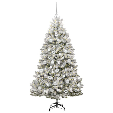vidaXL Kunstkerstboom Groen en Wit 180 cm PVC en Metaal afbeelding3 - 1