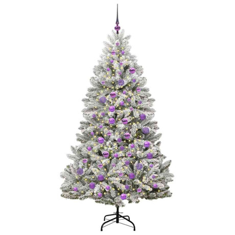 vidaXL Kunstkerstboom Groen en Wit 180 cm PVC en Metaal afbeelding3 - 1