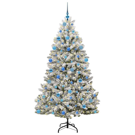vidaXL Kunstkerstboom Groen en Wit 180 cm PVC en Metaal afbeelding3 - 1