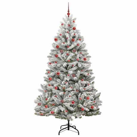 vidaXL Kunstkerstboom Groen en Wit 210 cm PVC en Metaal afbeelding3 - 1