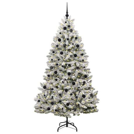 vidaXL Kunstkerstboom Groen en Wit 210 cm PVC en Metaal afbeelding3 - 1