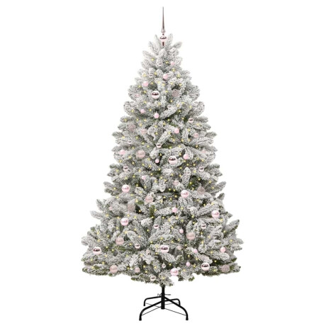 vidaXL Kunstkerstboom Groen en Wit 210 cm PVC en Metaal afbeelding3 - 1