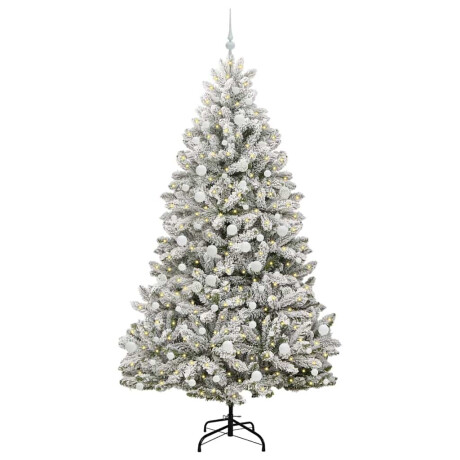 vidaXL Kunstkerstboom Groen en Wit 210 cm PVC en Metaal afbeelding3 - 1