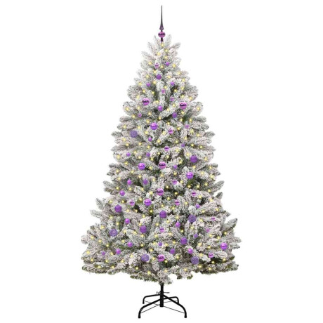 vidaXL Kunstkerstboom Groen en Wit 210 cm PVC en Metaal afbeelding3 - 1