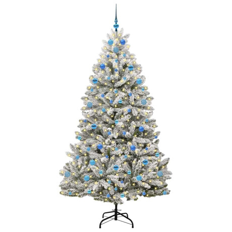 vidaXL Kunstkerstboom Groen en Wit 210 cm PVC en Metaal afbeelding3 - 1