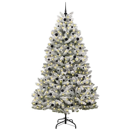 vidaXL Kunstkerstboom Groen en Wit 240 cm PVC en Metaal afbeelding3 - 1