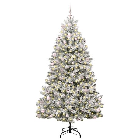 vidaXL Kunstkerstboom Groen en Wit 240 cm PVC en Metaal afbeelding3 - 1
