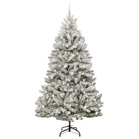 vidaXL Kunstkerstboom Groen en Wit 240 cm PVC en Metaal afbeelding3 - 1