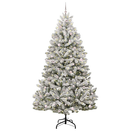 vidaXL Kunstkerstboom Groen en Wit 270 cm PVC en Metaal afbeelding3 - 1