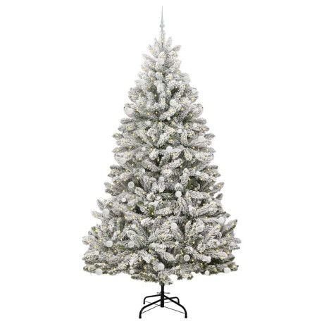 vidaXL Kunstkerstboom Groen en Wit 270 cm PVC en Metaal afbeelding3 - 1