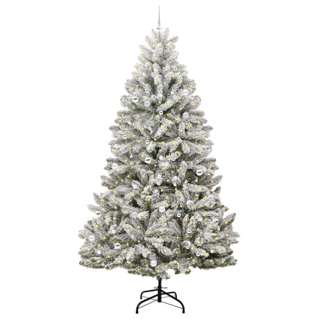 vidaXL Kunstkerstboom Groen en Wit 270 cm PVC en Metaal afbeelding3 - 1