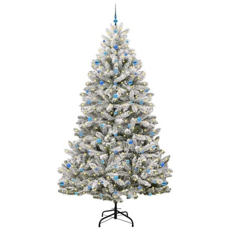 vidaXL Kunstkerstboom Groen en Wit 270 cm PVC en Metaal afbeelding3 - 1