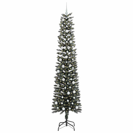 vidaXL Kunstkerstboom Groen 58 x 58 x 240 cm PVC en Plastic en Staal afbeelding3 - 1