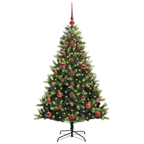 vidaXL Kunstkerstboom met scharnier 150 LEDs Groen 120 cm PVC en PE afbeelding3 - 1