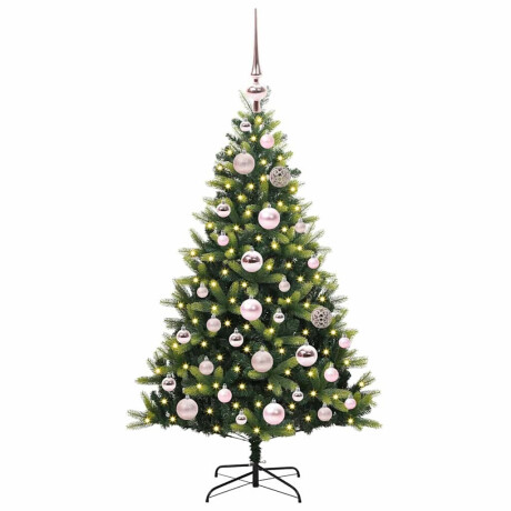 vidaXL Kunstkerstboom met scharnier 150 LEDs Groen 120 cm PVC en PE afbeelding3 - 1
