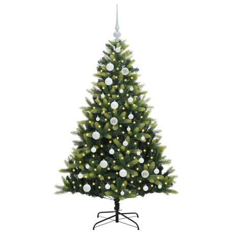 vidaXL Kunstkerstboom met scharnier 150 LEDs Groen 120 cm PVC en PE afbeelding3 - 1