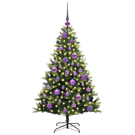 vidaXL Kunstkerstboom met scharnier 150 LEDs Groen 120 cm PVC en PE afbeelding3 - 1