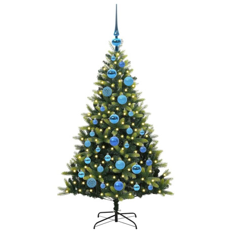 vidaXL Kunstkerstboom met scharnier 150 LEDs Groen 120 cm PVC en PE afbeelding3 - 1