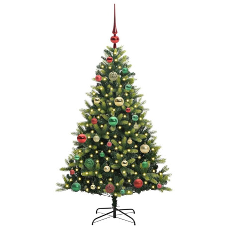 vidaXL Kunstkerstboom met scharnier 150 LEDs Groen 120 cm PVC en PE afbeelding3 - 1