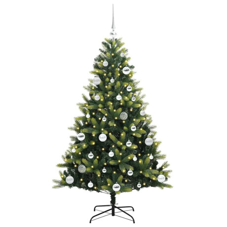 vidaXL Kunstkerstboom met scharnier 150 LEDs Groen 150 cm PVC en PE afbeelding3 - 1