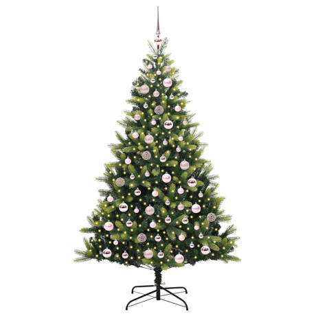 vidaXL Kunstkerstboom met scharnier 300 LEDs Groen 180 cm PVC en PE afbeelding3 - 1