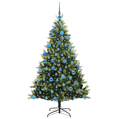 vidaXL Kunst kerstboom met scharnieren 300 LEDs Groen 180 cm PVC en PE afbeelding3 - 1