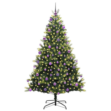 vidaXL Kunst Kerstboom met Scharnieren 300 LEDs Groen 210 cm PVC en PE afbeelding3 - 1