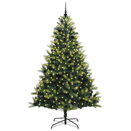 vidaXL Kunstkerstboom met scharnier 300 LED's Groen 240 cm PVC en PE afbeelding3 - 1