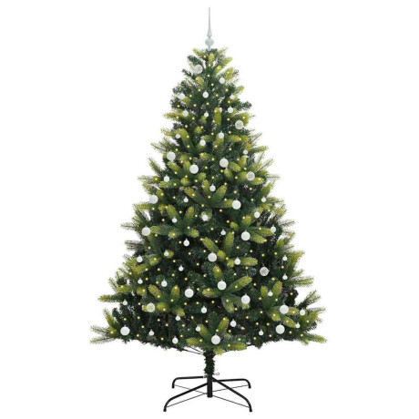 vidaXL Artificial Hinged Kerstboom 300 LEDs Groen 240 cm PVC en PE afbeelding3 - 1