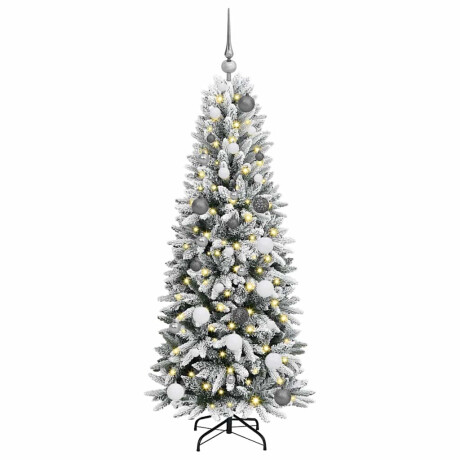 vidaXL Kunstkerstboom with Decorative String Lights Wit 150 cm PVC afbeelding3 - 1