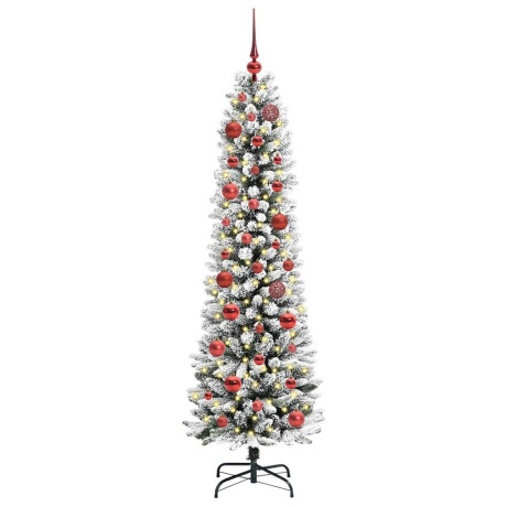 vidaXL Kunstkerstboom Groen en wit 150 cm PVC en Metaal en Plastic afbeelding3 - 1