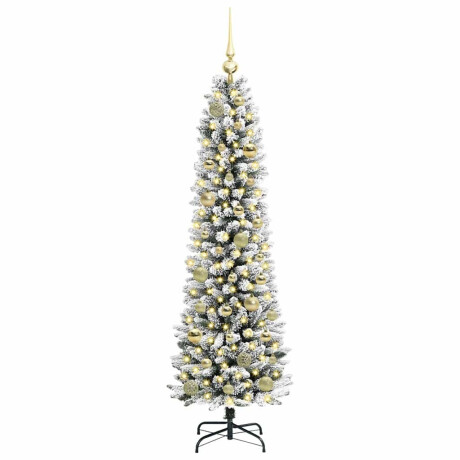vidaXL Kunstkerstboom Groen en wit 150 cm PVC en Metaal en Plastic afbeelding3 - 1