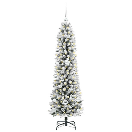 vidaXL Kunstkerstboom Groen en wit 150 cm PVC en Metaal en Plastic afbeelding3 - 1