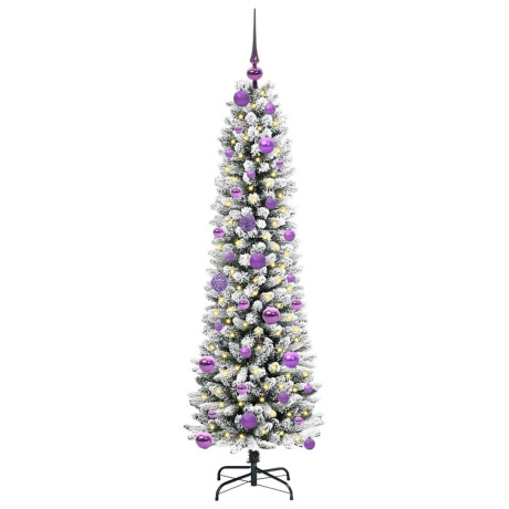vidaXL Kunstkerstboom Groen en wit 150 cm PVC en Metaal en Plastic afbeelding3 - 1
