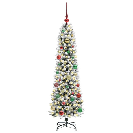 vidaXL Kunstkerstboom Groen en wit 150 cm PVC en Metaal en Plastic afbeelding3 - 1