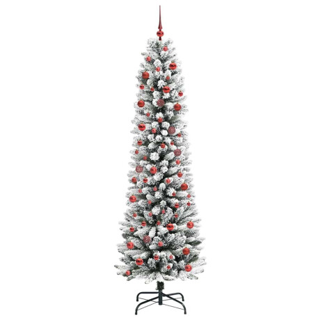 vidaXL Kunstkerstboom Groen en wit 210 cm PVC en Metaal en Plastic afbeelding3 - 1
