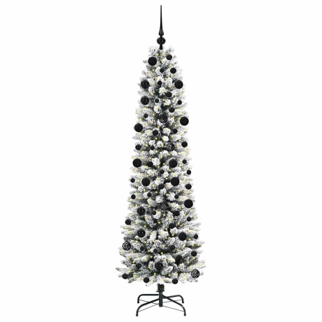vidaXL Kunstkerstboom Groen en wit 210 cm PVC en Metaal en Plastic afbeelding3 - 1