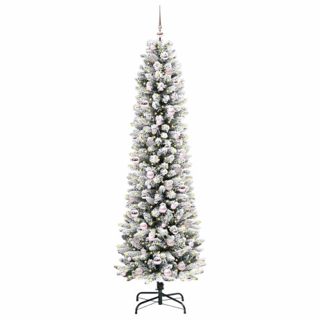 vidaXL Kunstkerstboom Groen en wit 210 cm PVC en Metaal en Plastic afbeelding3 - 1