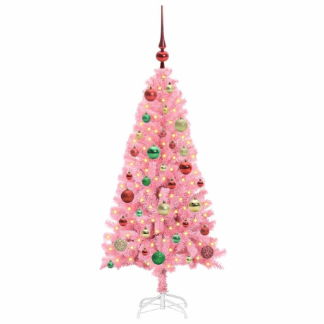 vidaXL Kerstboom met 150 LED met standaard Roze 120 cm PVC afbeelding3 - 1