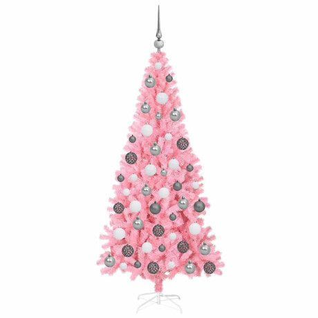 vidaXL Kunstkerstbomen met LED -striplichten Roze 180 cm PVC afbeelding3 - 1