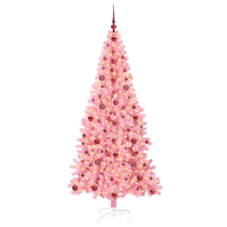 vidaXL Kerstboom met 300 LED met standaard Roze 210 cm PVC afbeelding3 - 1
