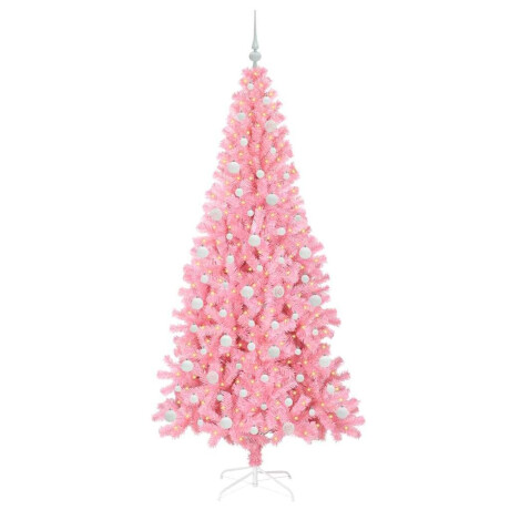 vidaXL Kerstboom met 300 LED met standaard Roze 210 cm PVC afbeelding3 - 1