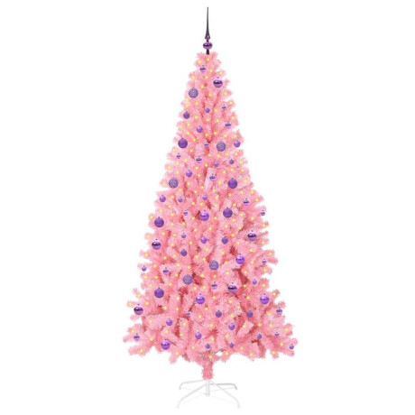 vidaXL Kerstboom met 300 LED met standaard Roze 210 cm PVC afbeelding3 - 1