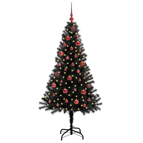 vidaXL Kerstboom met 150 LED met standaard Zwart 150 cm PVC afbeelding3 - 1