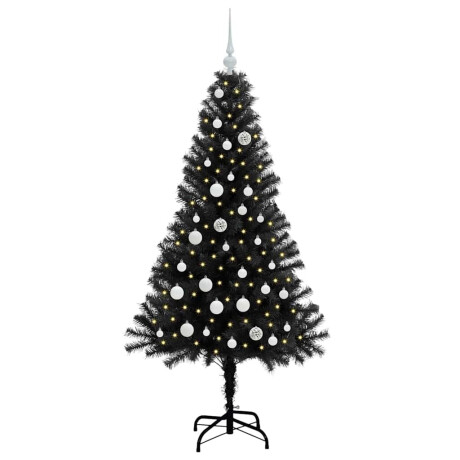 vidaXL Kerstboom met 150 LED met standaard Zwart 150 cm PVC afbeelding3 - 1