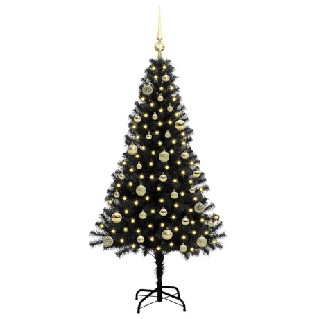 vidaXL Kerstboom met 150 LED met standaard Zwart 150 cm PVC afbeelding3 - 1