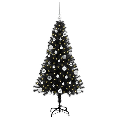 vidaXL Kerstboom met 150 LED met standaard Zwart 150 cm PVC afbeelding3 - 1