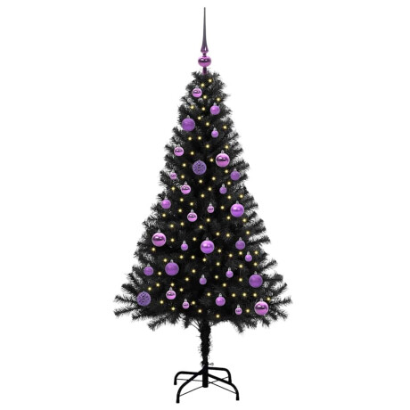 vidaXL Kerstboom met 150 LED met standaard Zwart 150 cm PVC afbeelding3 - 1