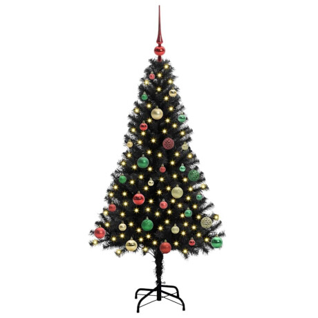 vidaXL Kerstboom met 150 LED met standaard Zwart 150 cm PVC afbeelding3 - 1