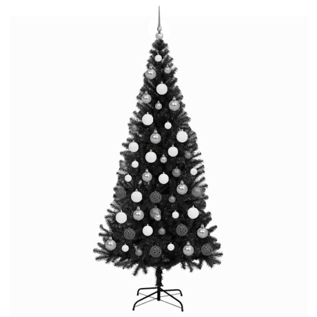 vidaXL Kunstkerstbomen met LED -striplichten Zwart 180 cm PVC afbeelding3 - 1